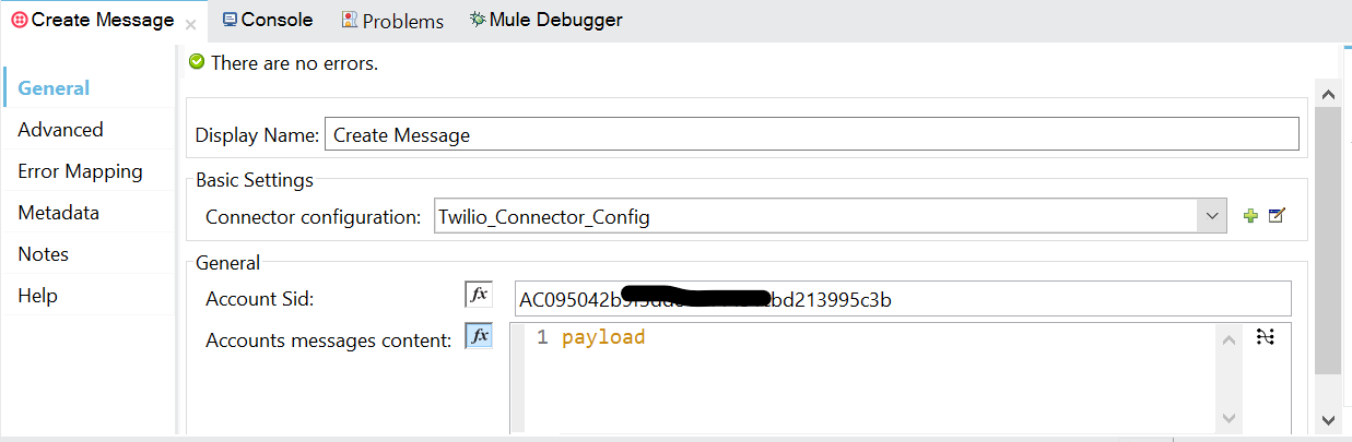 Account Sid for Twilio configuration