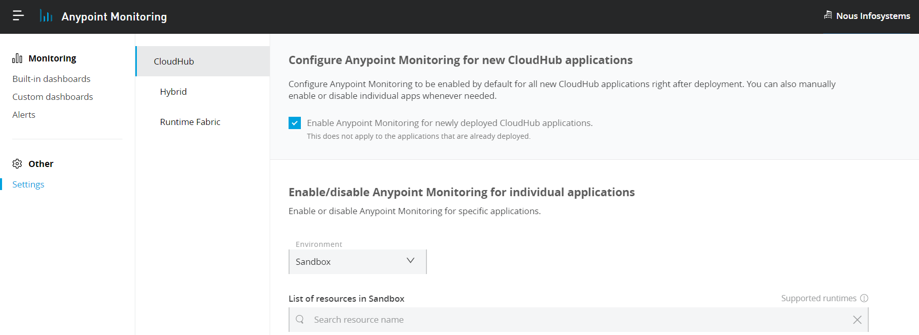 Anypoint Monitoring dashboard