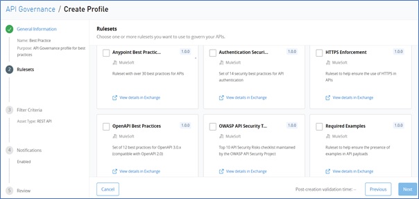 Create API Governance profile in Anypoint platform