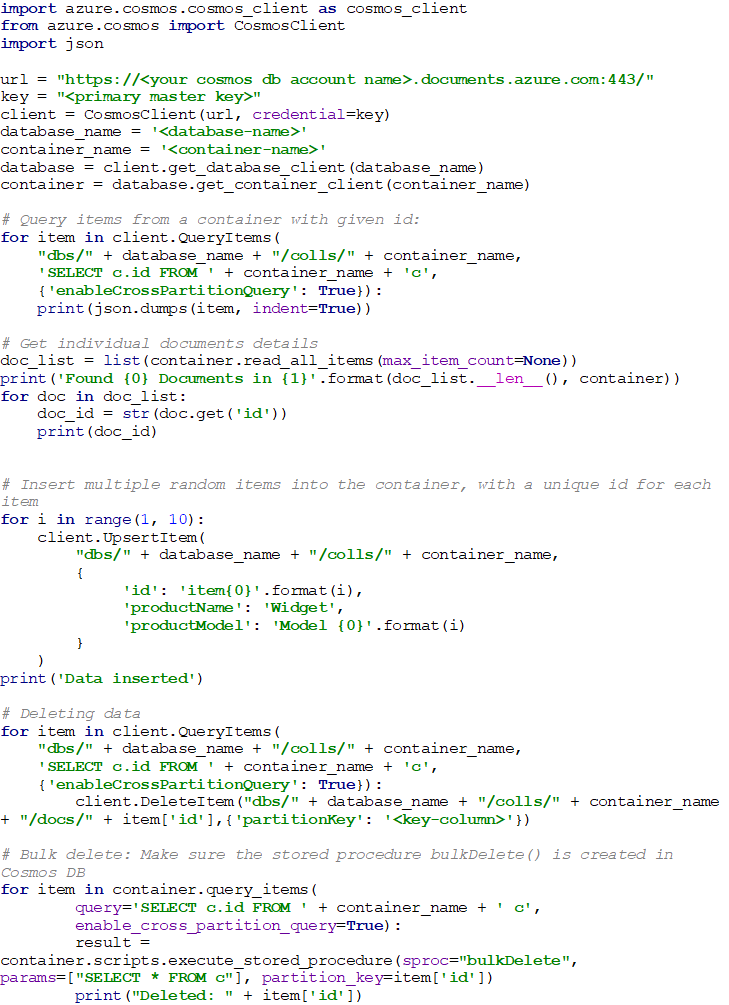 cosmos DB Complete Script