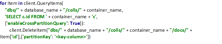 cosmos DB Delete data