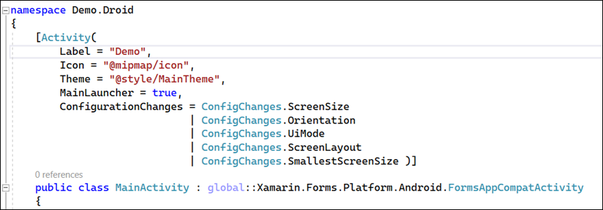 update MainActivity.cs file