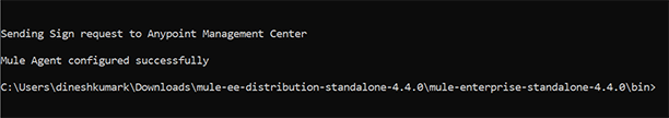 Mule agent configured successfully