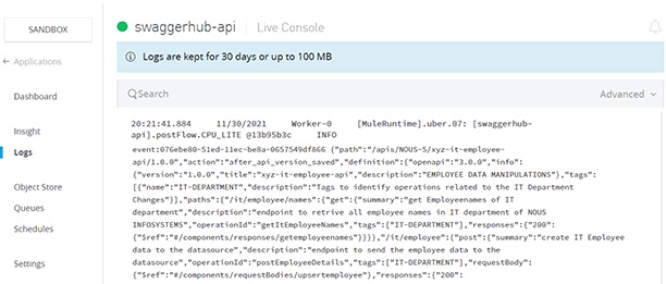 Log details from MuleSoft cloud platform