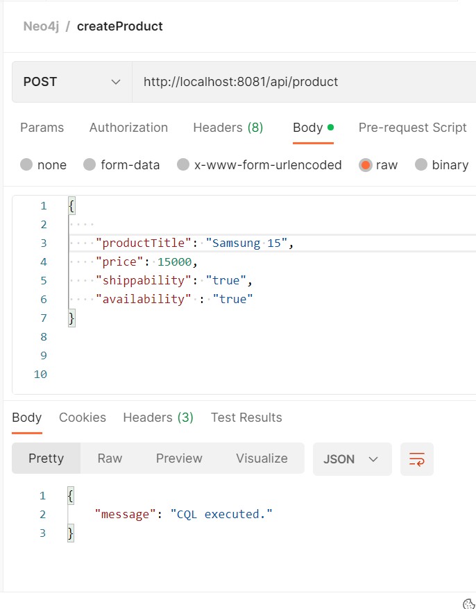 Postman collection and respective output in Neo4j