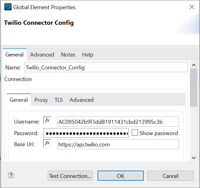 Twilio connector configuration